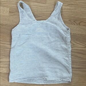 notPERFECTLINEN White and Black striped sleeveless linen tank top